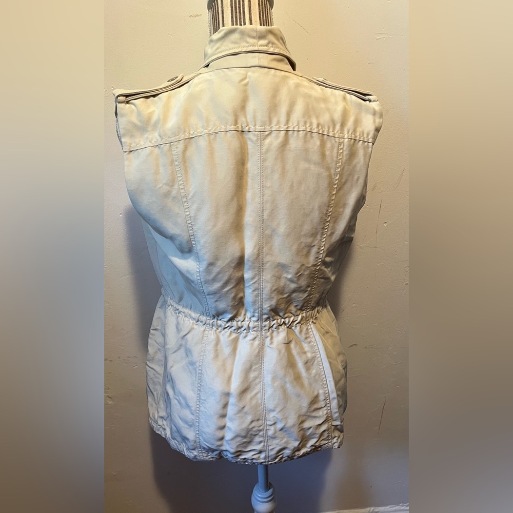 Bebe Moto Drawstring Vest Cream Size Small - Picture 12 of 12
